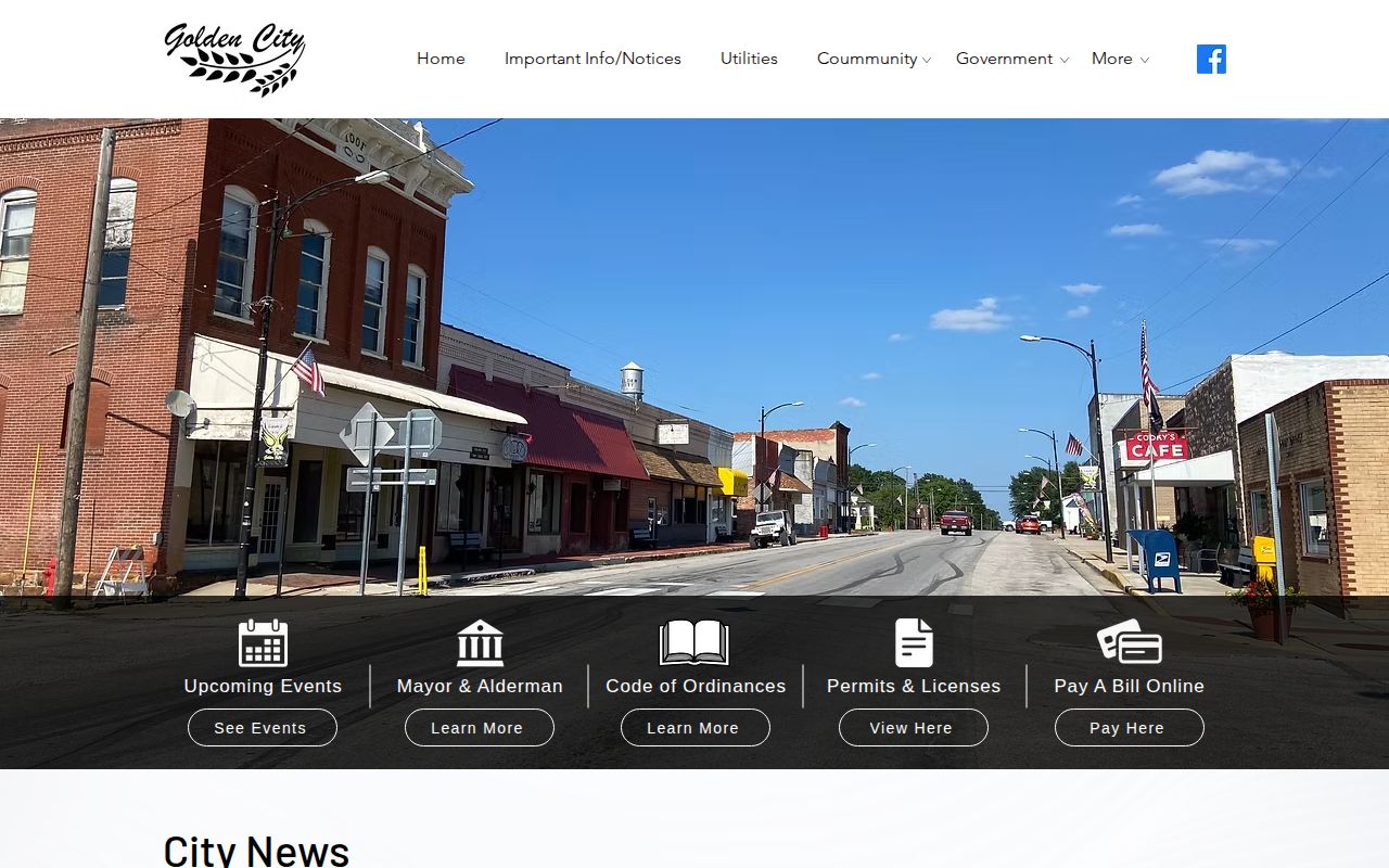 Golden City Hall contact page for municipal arrest record routing